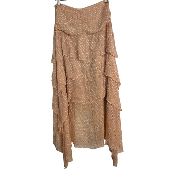 Z&L Tiered Asymmetrical Peach Maxi Skirt SZ Small Sheer Bohemian Romantic GUC - Picture 8 of 8